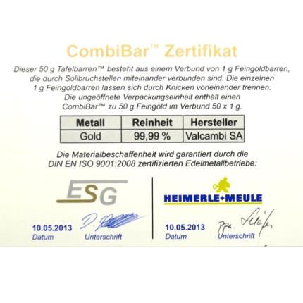 Produktbild 50 gr Goldbarren, Unity-Collection, Tafelbarren