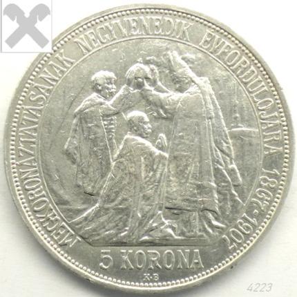 Produktabbildung 5 Kronen, 1907 KB, Krönungsjubiläum, ss/vz